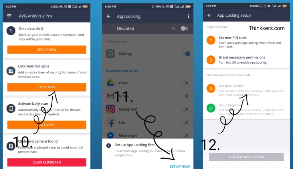 built-in-app lock avg pro