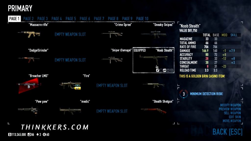 payday 2 weapon mods not available